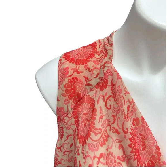 CAbi Vita Blouse Cowl Neck Sleeveless Sheer Lightweight Floral Boho NWOT - Picture 5 of 11